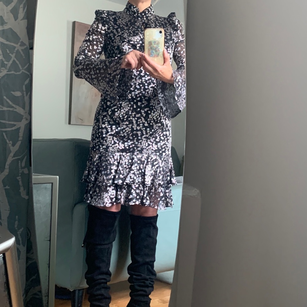 ML Monique Lhuillier Ruffle Dress